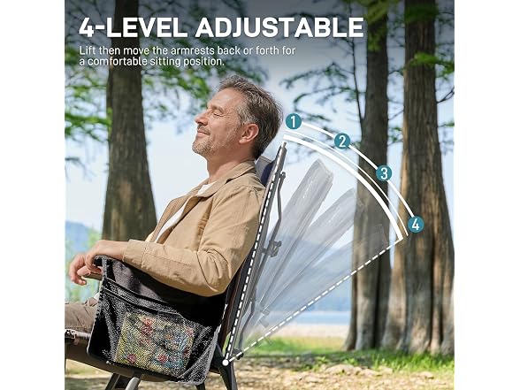 EVER ADVANCED Black Reclining Camping Chair