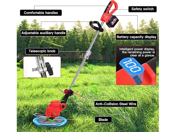 Opuliv Cordless 2-in-1 Tiller & Weed Whacker