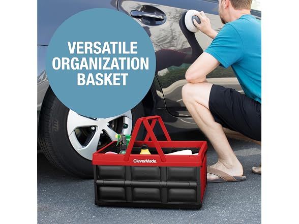 CleverMade Collapsible Shopping Basket 32L- Red