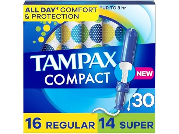 Tampax Pocket Pearl Plastic Tampons, 30-Count