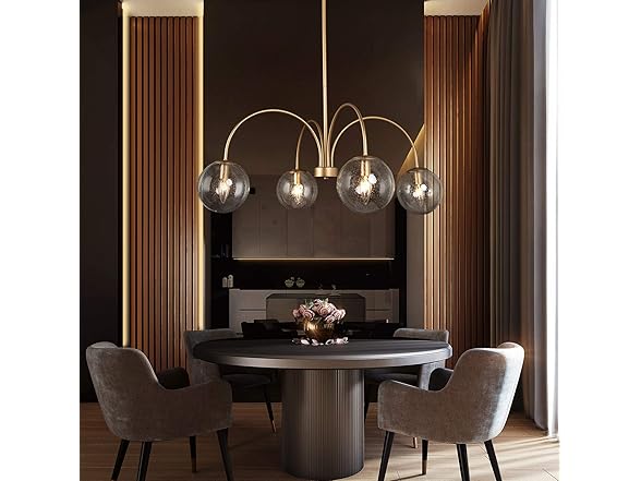 33" Gold Chandelier Seeded Glass