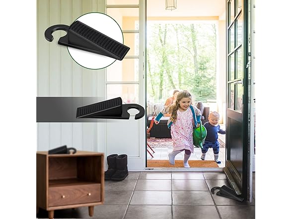Door Stoppers 4Pk Rubber Wedge Black