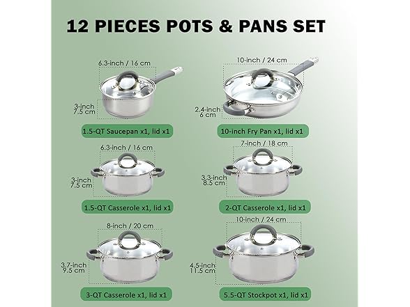 Cook N Home Stainless Steel Cookware Sets