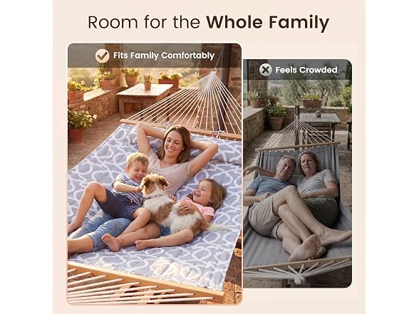 Everyfun EYF-DC100-White Gray Double Hammock with Sprea