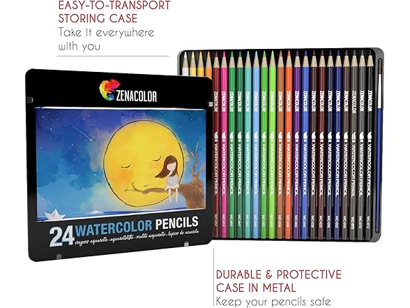 Watercolor Pencils 24-Pack w/ Brush
