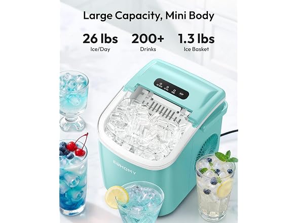 Euhomy Countertop Ice Maker Machine with Handle, Green