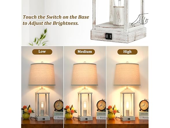 White Farmhouse Table Lamps, Set of 2