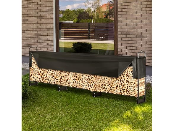 VEVOR Firewood Rack with Waterproof Cover