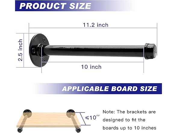 6 Pack Pipe Shelf Brackets 10 Inch