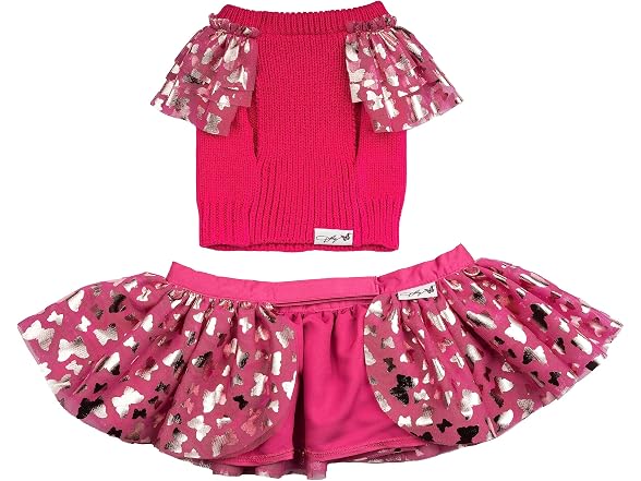 Doggy Parton Ruffle Sweater Skirt Set for Dogs - X-Small
