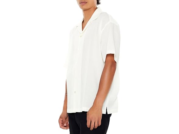 Forever 21 (L) Textured Rayon Cuban Collar Shirt
