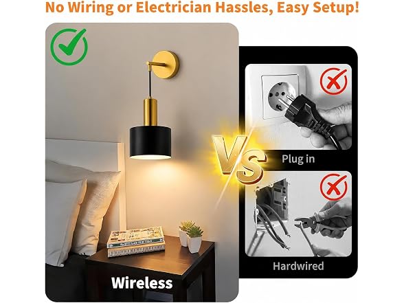 Ownprit Rechargeable Wall Sconces Set