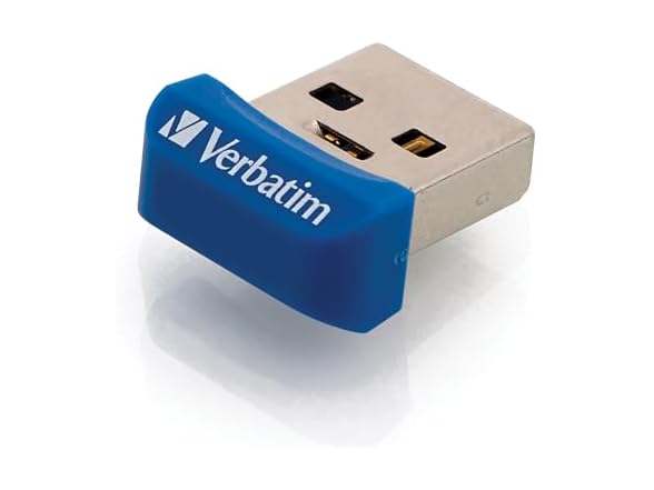 Verbatim 16GB Store 'n' Stay Nano USB 3.2 Gen 1 Flash Drive Snag-Free Low Profile Thumb Drive - Blue (Open Box)