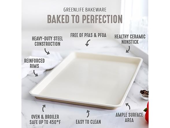 GreenLife Bakeware 18” x 13” Half Cookie Sheet Baking Pan