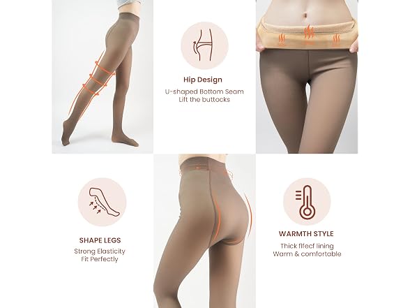 X-cheng Women (L) Fake Translucent Fleece Tights