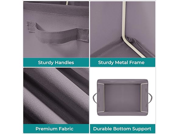 Storage Basket Bins with Metal Frame 3-Pack, Gray