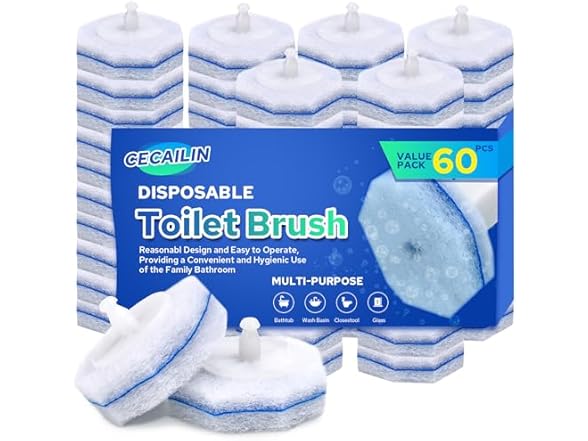 60pcs Disposable Toilet Brush Heads