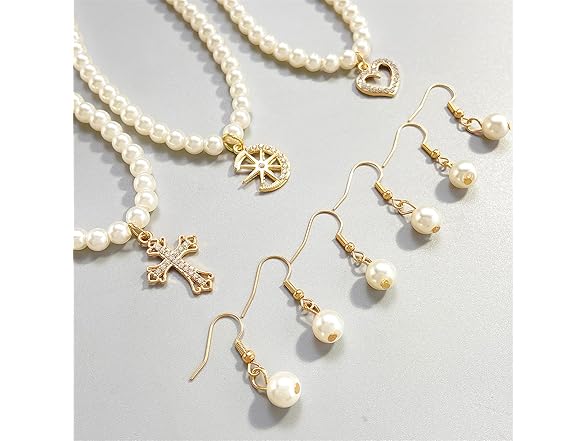 Dreuyet Faux Pearl Earring and Necklace