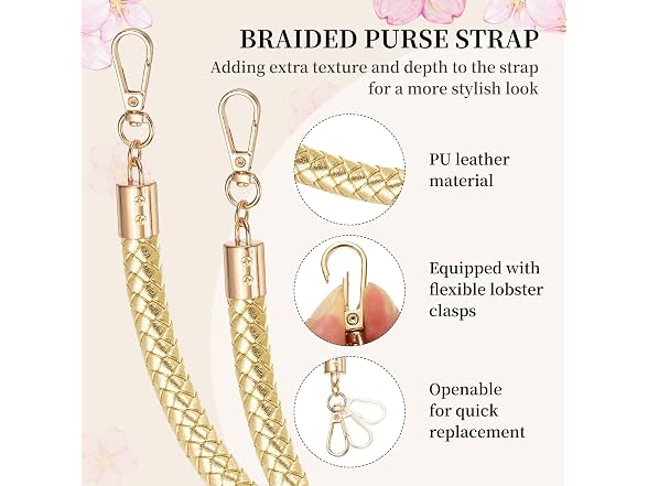 PATIKIL Braided Purse Straps 52cm