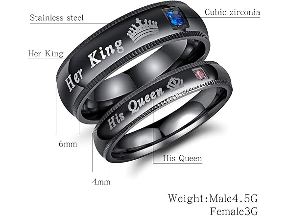 His Queen Her King Couples Rings (12/6)