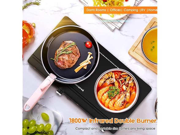 1800W Infrared Double Burner Electric Cooktop - Gallery 7