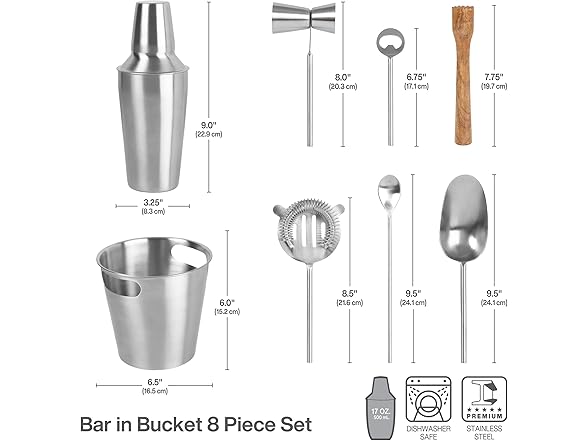 Gourmet Basics Bar Essentials 8-Piece Bar-in-Bucket Tool Set 