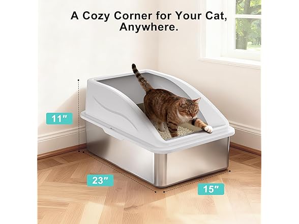 AIPERRO 2 Pack Stainless Steel Cat Litter Box