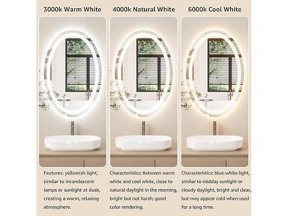 48"x36" Oval LED Bathroom Mirror