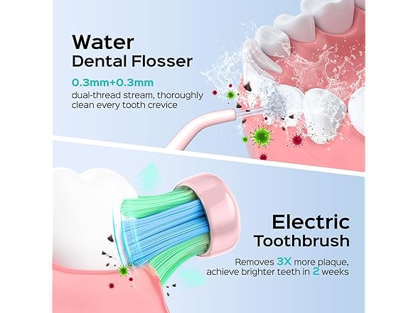 COSLUS Portable Water Flosser with Electric Toothbrush