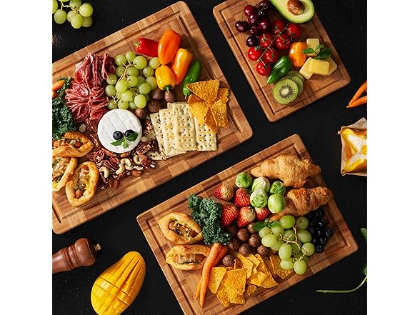 3 Pack Bamboo Cutting Board Set