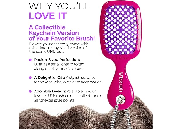 FHI Heat UNbrush Keychain Super Mini Hair Brush