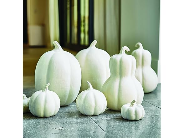 White Handcrafted Paper Mache Sculpture, 13.5" x 8.5", Gourd