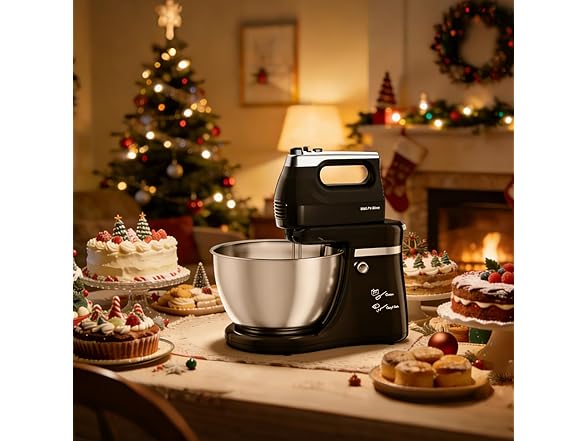 Stand Mixer Electric Kitchen Mixer, 4.8 QT Auto-Rotating Bowl & Beater Tilt-Head 2-IN-1 Standing Hand Mixer, 250 Watt 5-Speed with Turbo Boost Household Mixer with Beaters & Dough Hooks for Baking (Open Box)