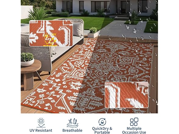 9x12 Outdoor Rug Plastic Straw Brick