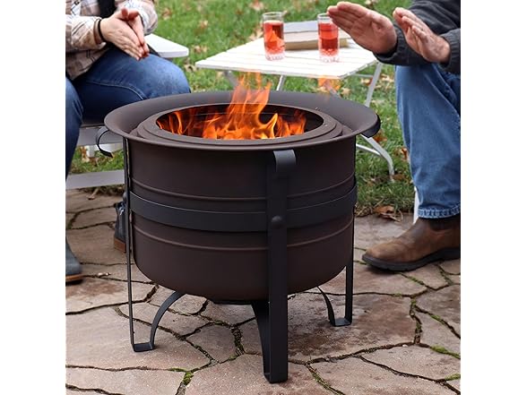 Sunnydaze 23-Inch Cauldron-Style Smokeless Wood-Burning Fire Pit