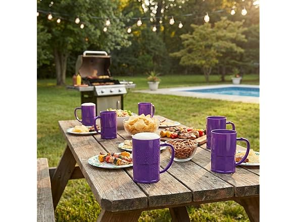 Fun Express 14 oz. Purple Reusable Plastic Mugs - 12 Piece