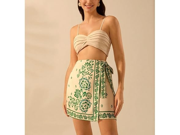 Talakeno Sage Green Floral Wrap Skirt