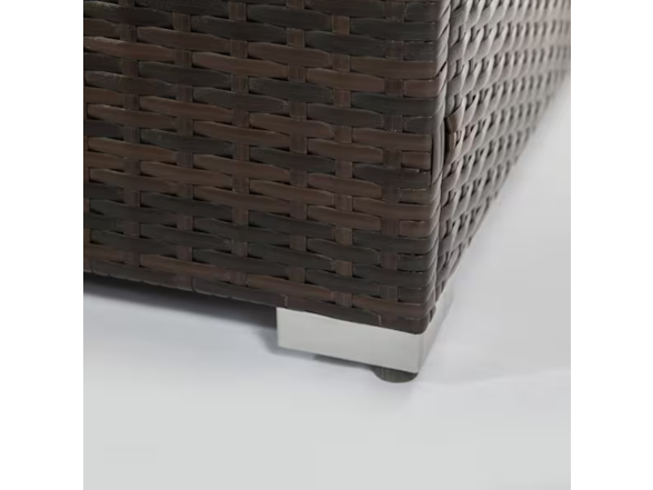 Brown Wicker Gas Fire Table + Glass Rocks
