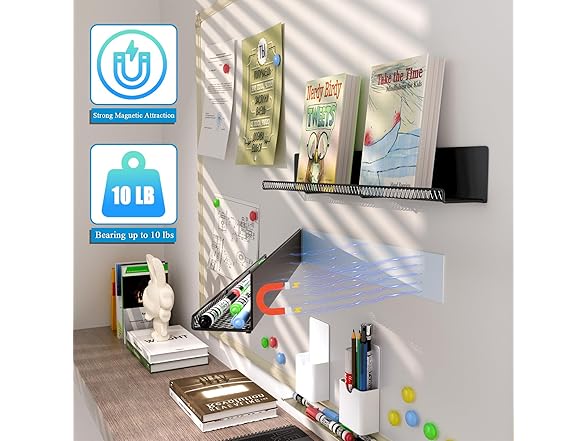 DTUQYX Magnetic Bookshelf 2pk Black
