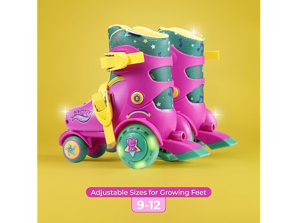 Voyager Barney Trainer Skates - Light Up Wheels,