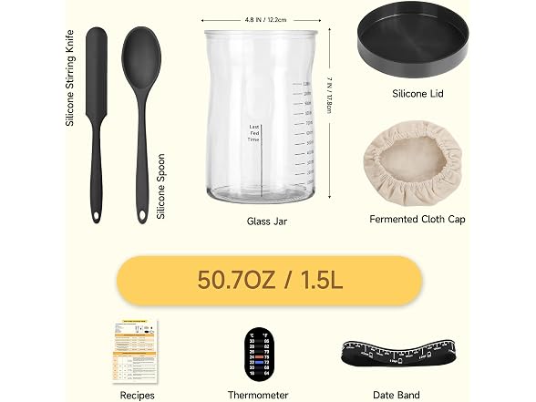 Sourdough Starter Jar Kit,50oz Wide