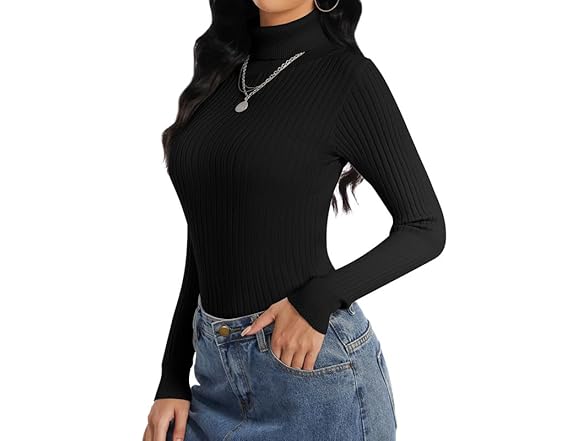 Ribbed Mock Neck Sweater for Women