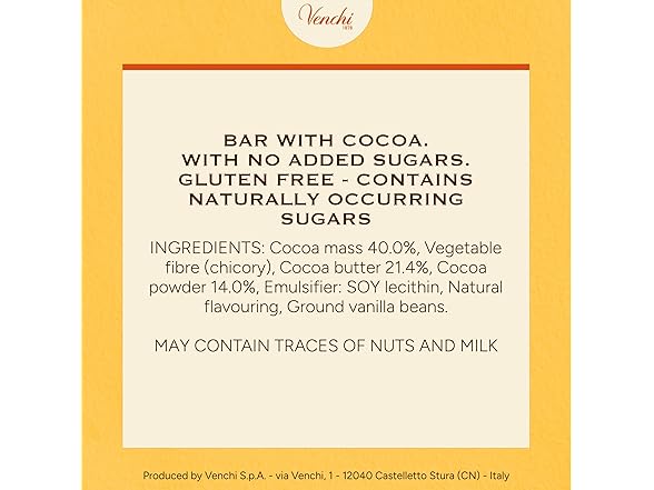 Venchi 70% Reduced Sugar Dark Choc Bar 3