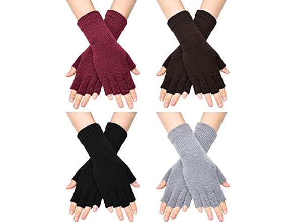 SATINIOR 8 Pack Women Fingerless Gloves