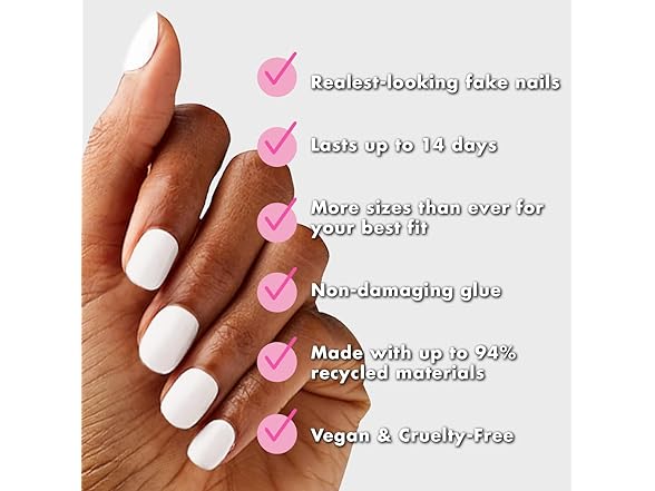 Olive & June Instant Mani Press On Nails (Glue) | Crisp White