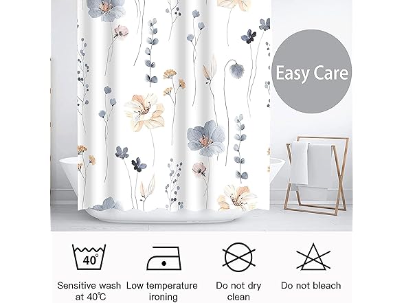 Floral Shower Curtain Set Blue 72x72