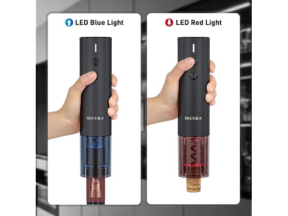Secura Stainless Steel Electric Wine Opener, Black