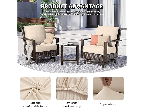 8Pcs Outdoor Cushion Covers Beige