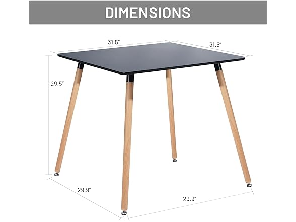 FurnitureR 31.5 Inch Square Dining Table
