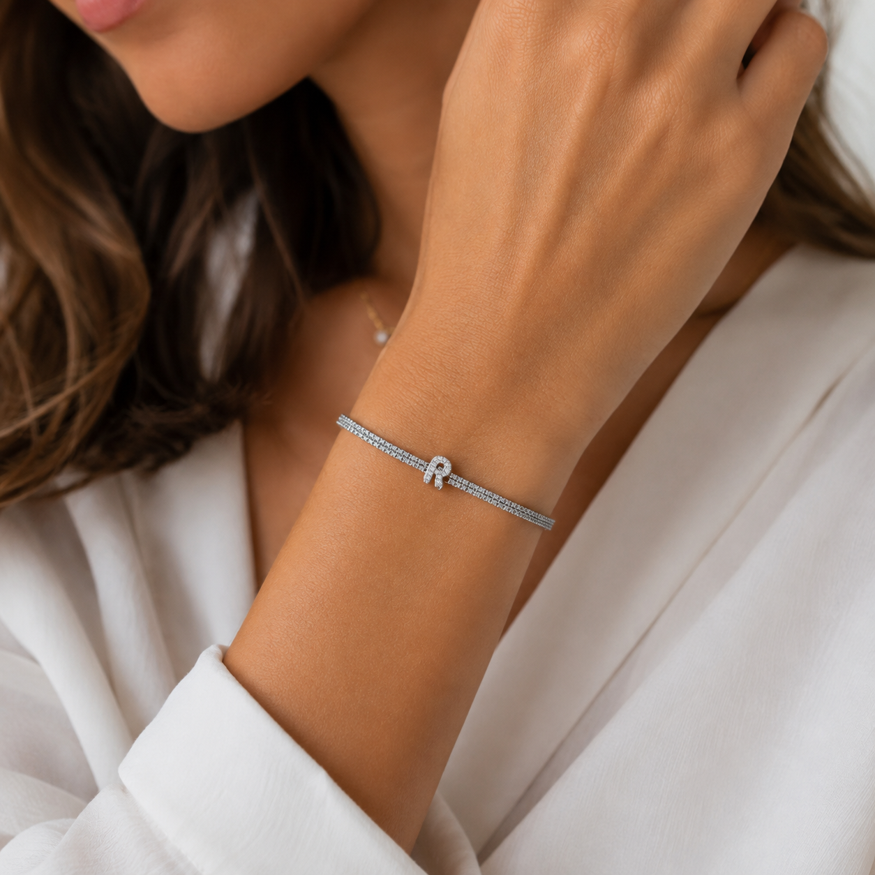 Initial Tennis + Cuban CZ Bracelet - Gallery 18
